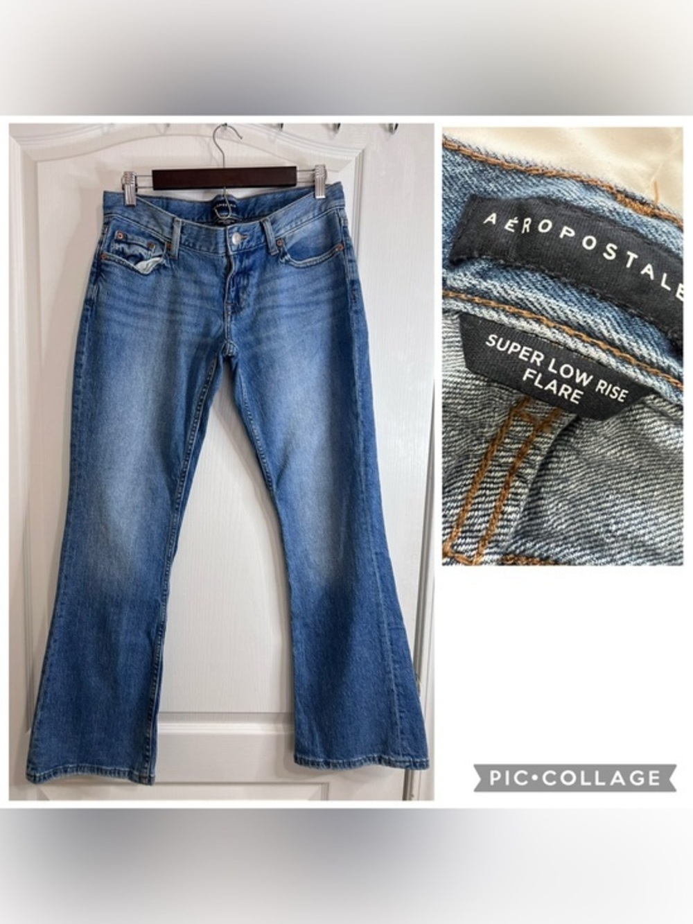 Aeropostale Women's Super Low Rise Flare Jeans - Blue size 8R
